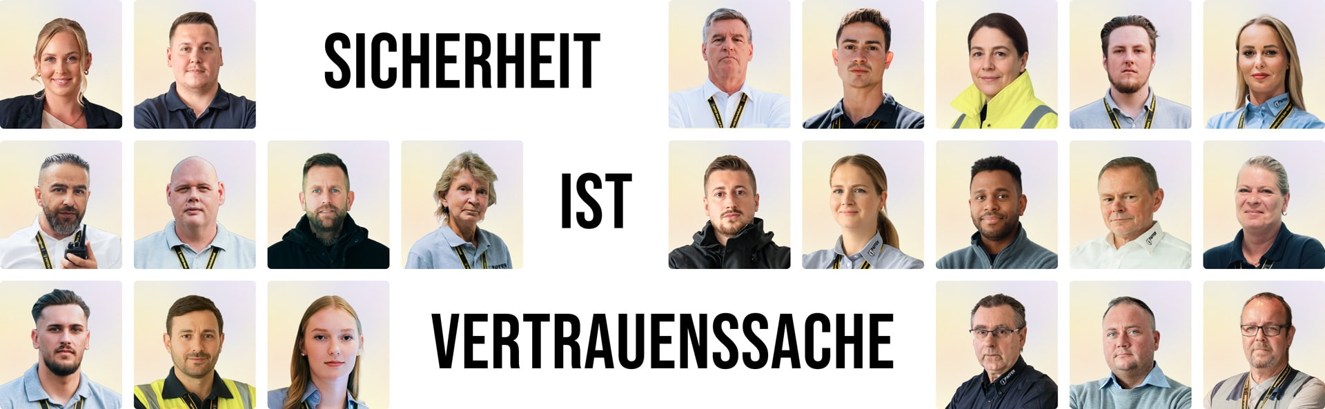 Team Collage mit dem Spruch Sicherheit ist Vertrauenssache