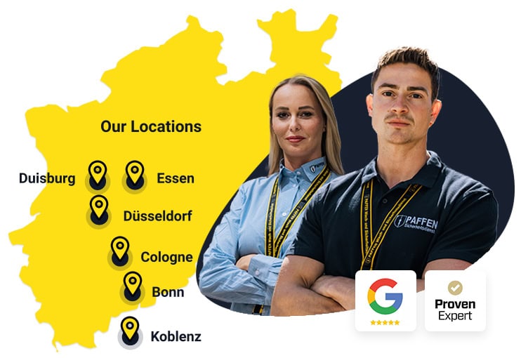 NRW Map with Paffen Security Locations