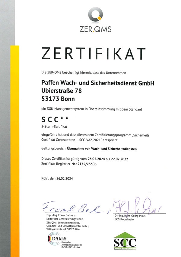 Zertifikat SCC Vorschaubild